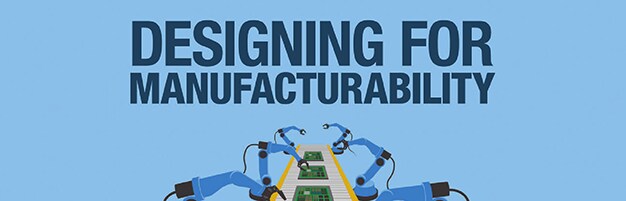 EIT - Designing for Manufacturabilityの詳細を読む。 the words Designing for Manufacturability hover over an assembly line creating products