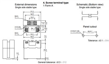 Mechanical Drawing - Panasonic Industrial Devices HE Power Relays