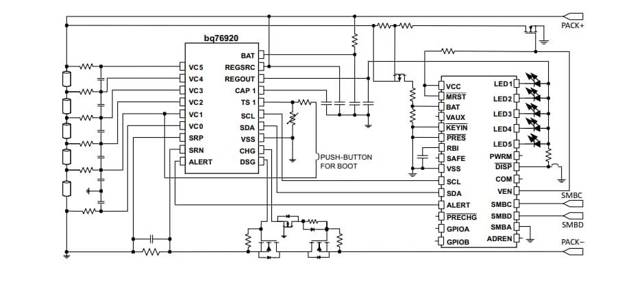 Schematic - Texas Instruments bq78350 Battery Management Controller