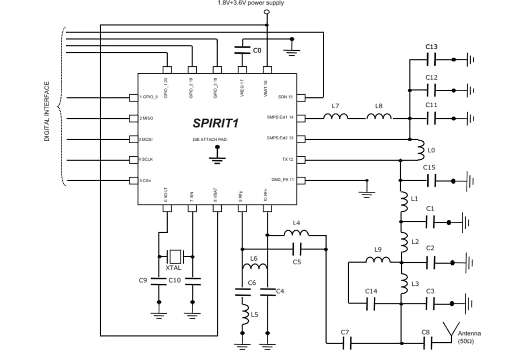 アプリケーション回路図 - STMicroelectronics トランシーバー開発キットおよびドーターボード