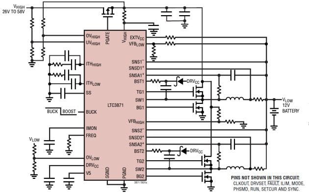 アプリケーション回路図 - Analog Devices Inc. LTC3871 PolyPhase®コントローラ