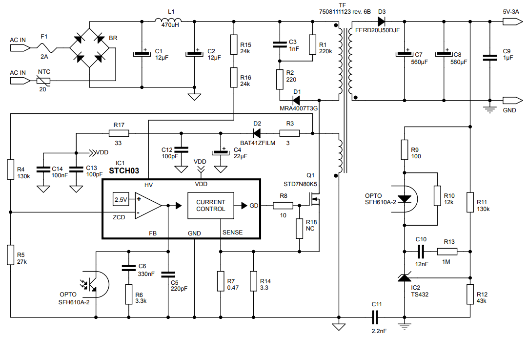 回路図 - STMicroelectronics STEVAL-SMACH15V1 USBアダプタ評価ボード