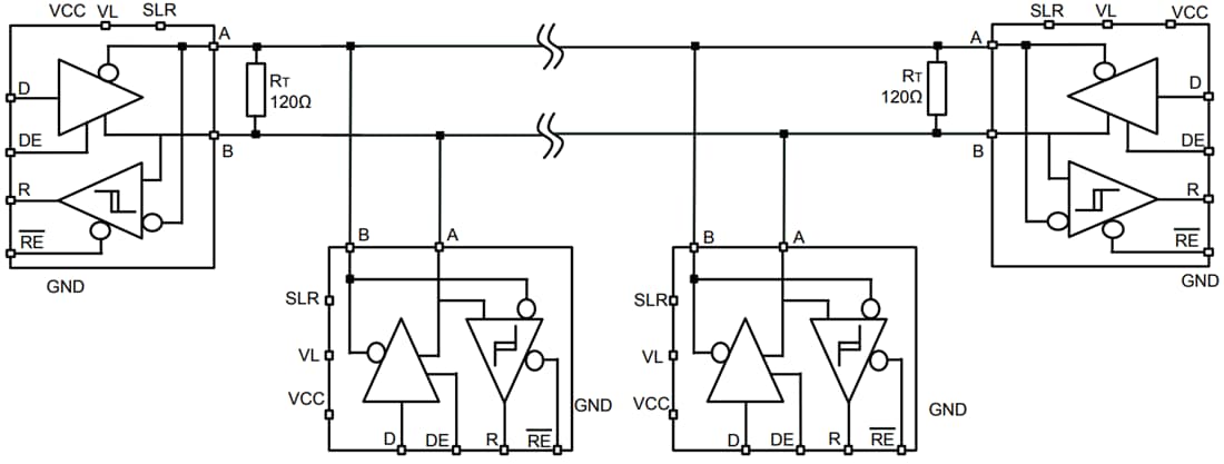 アプリケーション回路図 - STMicroelectronics STR485 RS-485ライン・トランシーバ