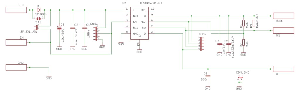 回路図 - Infineon Technologies TLS810D1LDV33デモボード