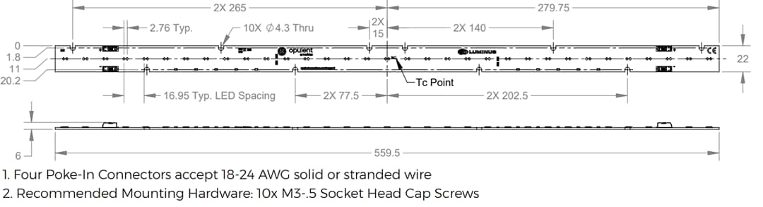 Mechanical Drawing - New Energy Dim-To-Warm Linear LED Module Mechanical Drawing - New Energy Dim-To-Warm Linear LED Module