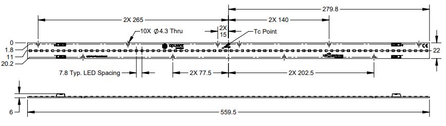 Mechanical Drawing - New Energy OSRAM S3030 Quantum Dot Linear LED Modules Mechanical Drawing - New Energy OSRAM S3030 Quantum Dot Linear LED Modules