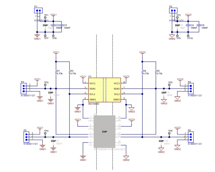 回路図 - Texas Instruments ISO1640EVM 評価モジュール