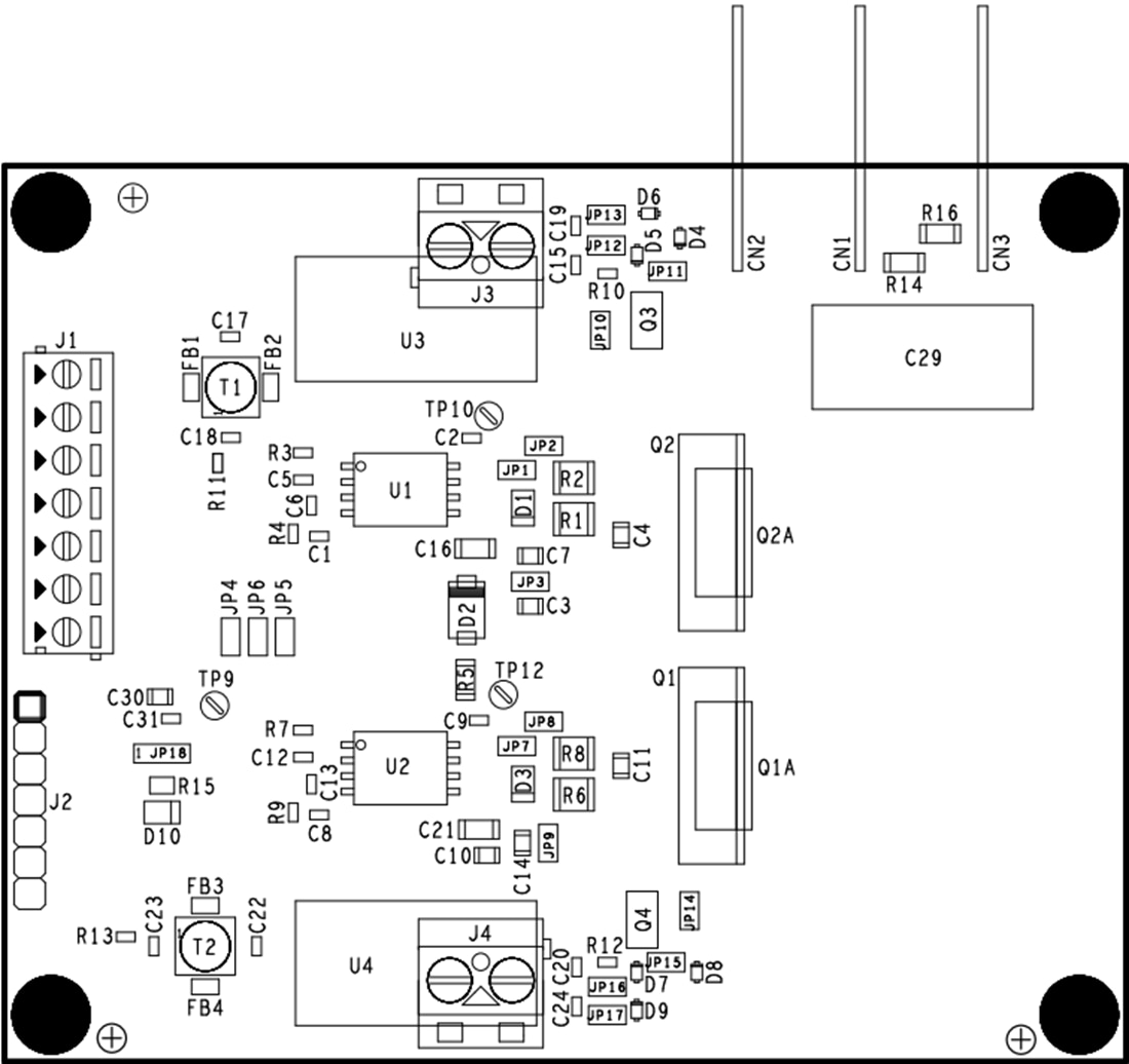 機械図面 - STMicroelectronics EVALSTGAP2HSCMゲートドライバ・デモボード