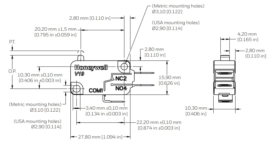 Honeywell V19 Miniature Basic Switches Honeywell V19 Miniature Basic Switches