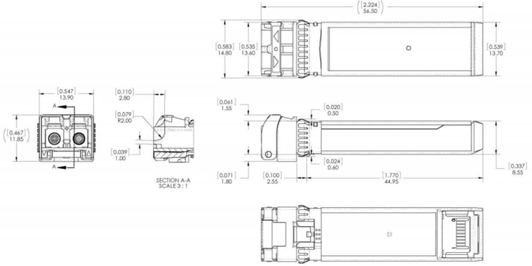 Mechanical Drawing - Coherent FTLF8538P5BCx 25GBASE-SR SFP+ Transceivers Mechanical Drawing - Coherent FTLF8538P5BCx 25GBASE-SR SFP+ Transceivers