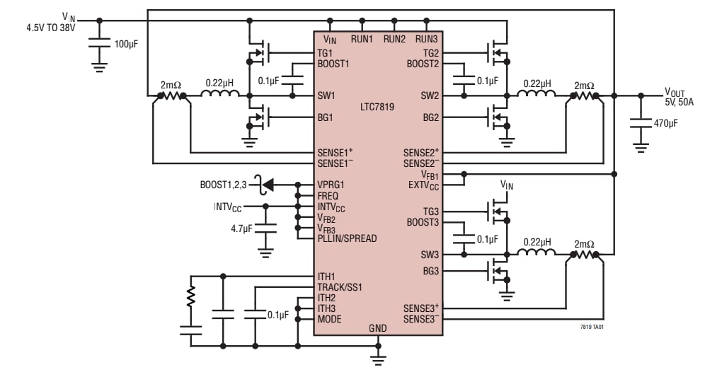 アプリケーション回路図 - Analog Devices Inc. LTC7819同期降圧コントローラ