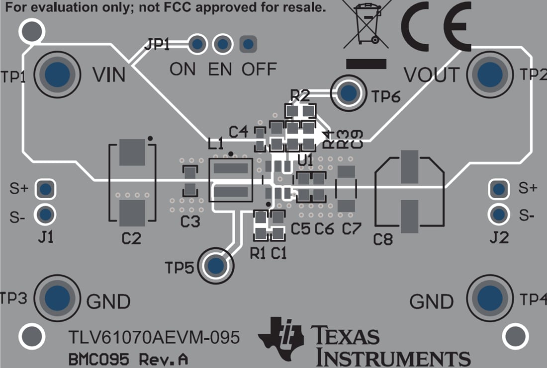 機械図面 - Texas Instruments TLV61070AEVM-095コンバータ評価モジュール