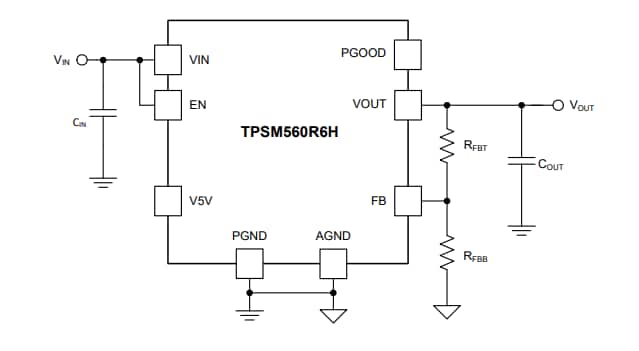 回路図 - Texas Instruments TPSM560R6H降圧型モジュール