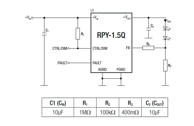 Application Circuit Diagram - RECOM Power RPY-1.5Q AEC-Q100 DC/DC Converters Application Circuit Diagram - RECOM Power RPY-1.5Q AEC-Q100 DC/DC Converters