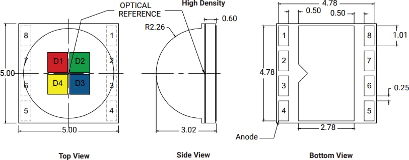 Mechanical Drawing - Cree LED XLamp® XM-L® Color (RGBW) Gen 2 LEDs Mechanical Drawing - Cree LED XLamp® XM-L® Color (RGBW) Gen 2 LEDs