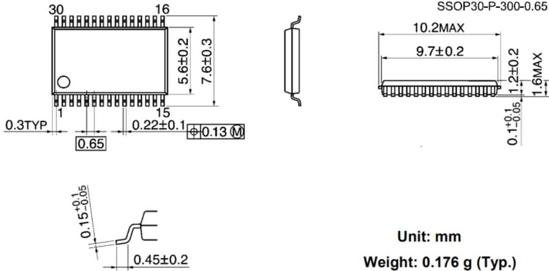 機械図面 - Toshiba TPD2015FNハイサイド・インテリジェント・パワー・スイッチ 機械図面 - Toshiba TPD2015FNハイサイド・インテリジェント・パワー・スイッチ