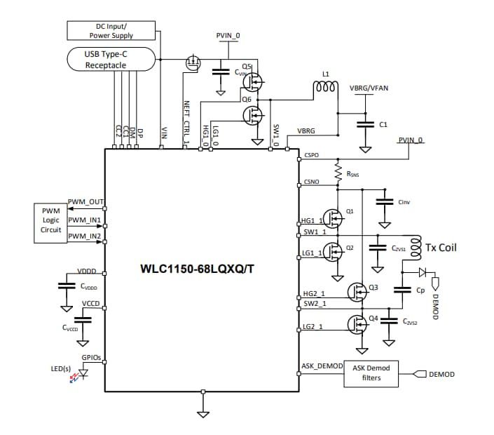 アプリケーション回路図 - Infineon Technologies ワイヤレス充電IC
