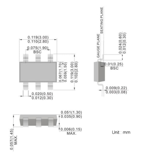 Mechanical Drawing - PANJIT CMDRBR Bridge Controller IC Mechanical Drawing - PANJIT CMDRBR Bridge Controller IC