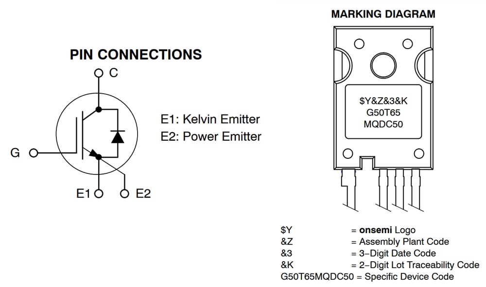 onsemi FGH4L50T65MQDC50 650Vフィールドストップ中速度IGBT onsemi FGH4L50T65MQDC50 650Vフィールドストップ中速度IGBT
