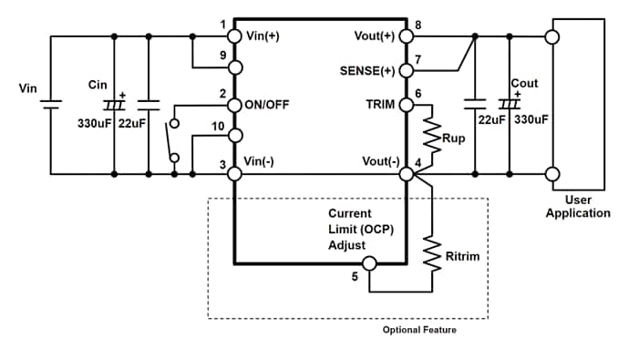 アプリケーション回路図 - TDK-Lambda RGB DC-DC降圧型コンバータ