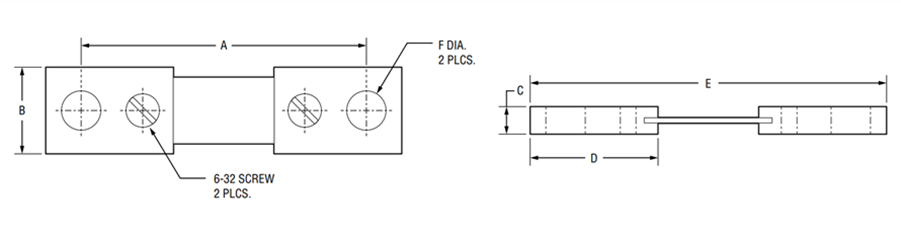 機械図面 - Bourns RSW Riedon™高精度電流シャント抵抗器
