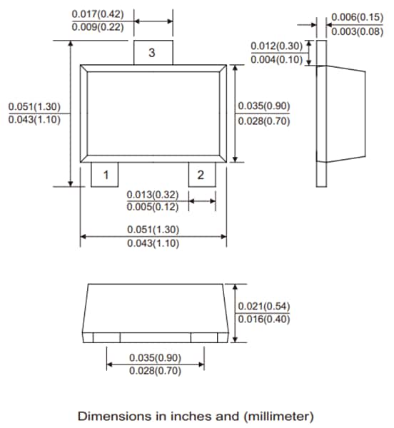 Mechanical Drawing - Comchip Technology AMMBT2222AM NPN Automotive Small Signal Transistor
