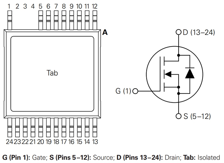 回路図 - IXYS Integrated Circuits MMIX1T500N20X4 200V X4クラス パワーMOSFET