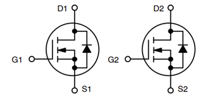 回路図 - onsemi NVMFDx 100VデュアルNチャンネルパワーMOSFET