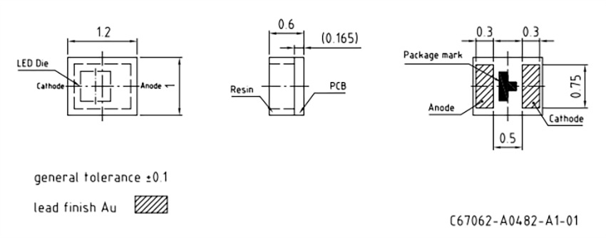 機械図面 - ams OSRAM CT ELLN51.14チップLED
