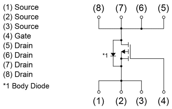 回路図 - ROHM Semiconductor RH7L04CBJFRA -60V PチャンネルパワーMOSFET