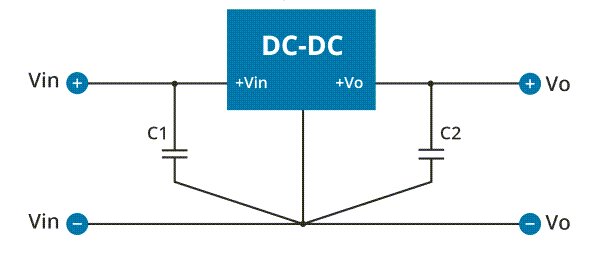 アプリケーション回路図 - CUI Inc P78B-1000R 1A非絶縁型コンバータ DC/DC
