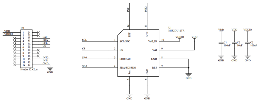 回路図 - STMicroelectronics STEVAL-MKI255A アダプタボード