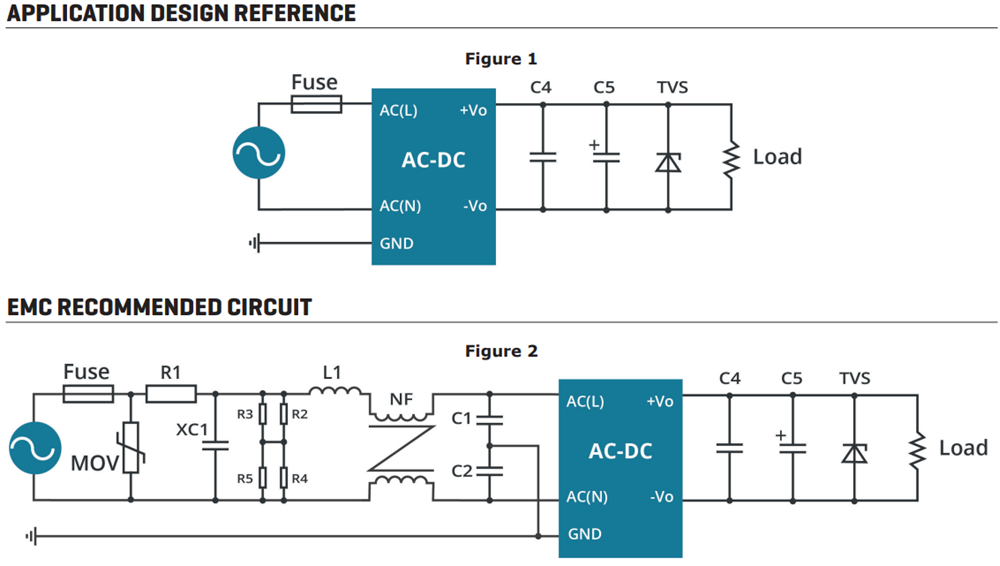 アプリケーション回路図 - CUI Inc PSK-25G AC-DCカプセル化電源