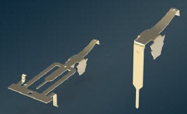 出荷時の板ばねブラシ接点（左）、挿入用形状